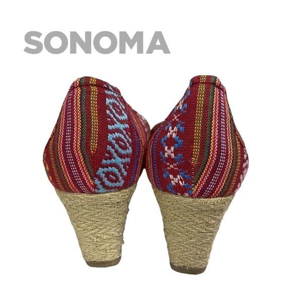 Sonoma Women's Madras Slip-on Peep Toe Espadrille Wedges 8.5 - Picture 5 of 6